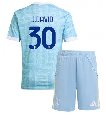 Juventus Jonathan David #30 Bortaställ Barn 2025-26 Kortärmad (+ Korta byxor)